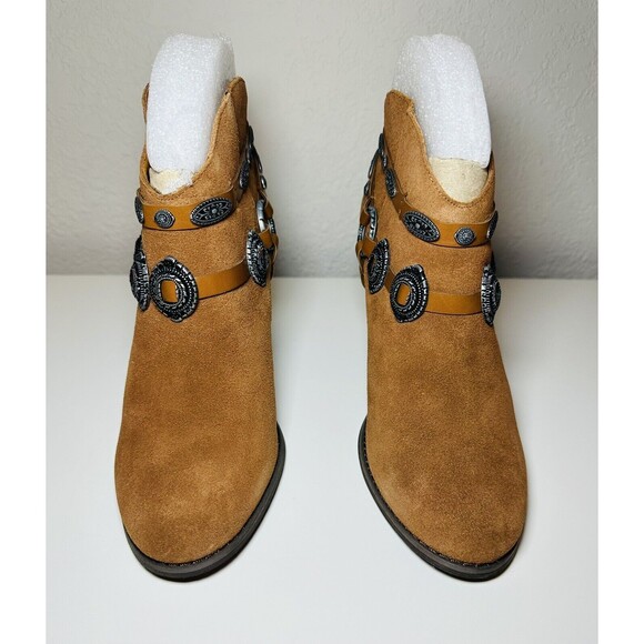 Very Volatile La Taiya Tan Suede‎ Whiskey Western Heeled Booties SIZE 7 NEW - Picture 5 of 10